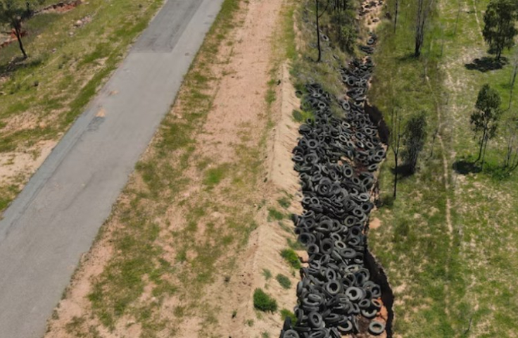 Illegal tyre dump site Townsville